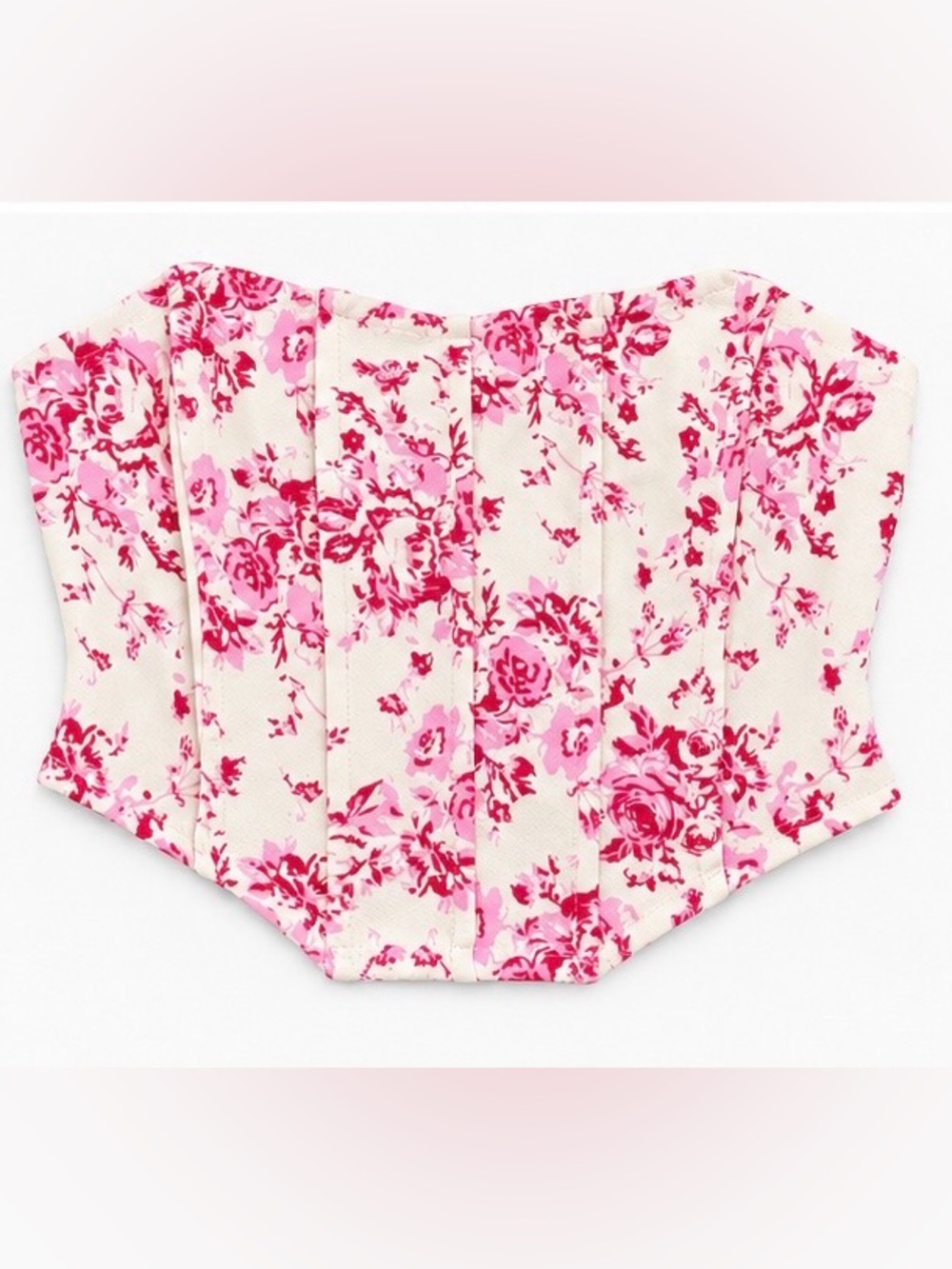 Floral Corset Top in Pink and Cream